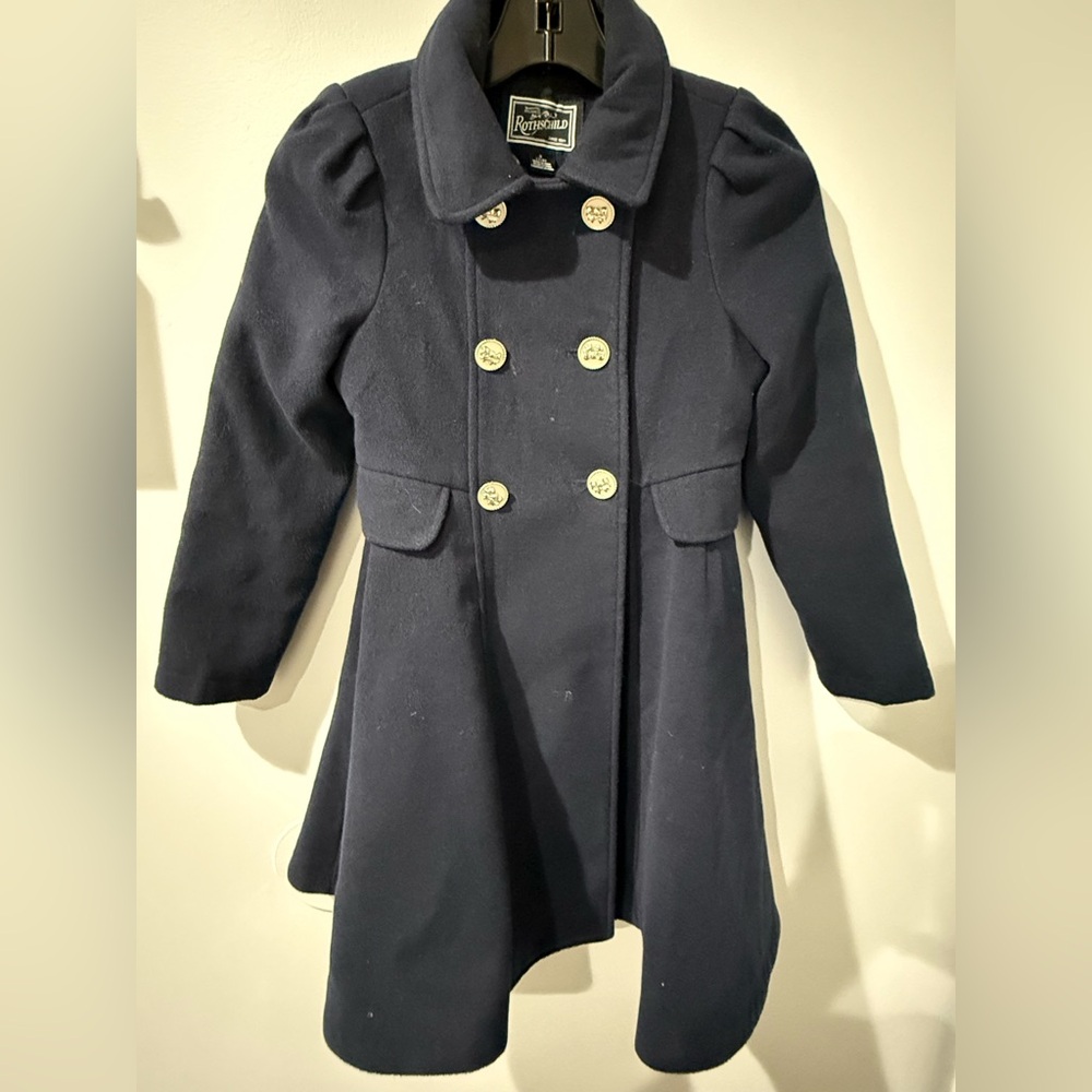 Rothschild Wool‎ Long Coat Girls Size 7/8  Dressy Formal Black